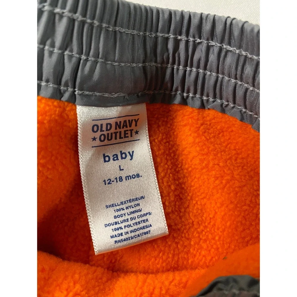 Old Navy Baby Fleece Lined Windbreaker Pants Size L 12-18 Months Gray Orange